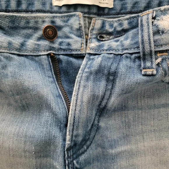 Abercrombie & Fitch Lace Crochet Distressed Cutoff Denim Jean Shorts - Picture 10 of 12